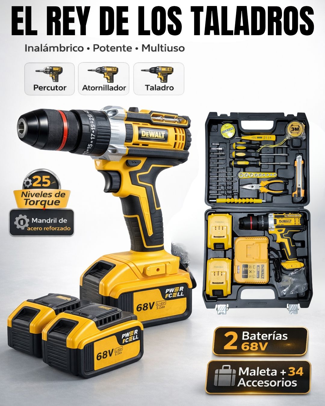 Taladro Inalámbrico DEWALT 68V